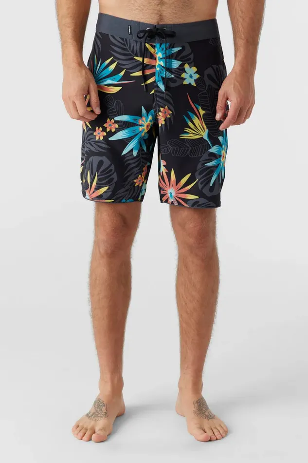 O039NEILL HYPERFREAK MYSTO SCALLOP 19034 BOARDSHORTS Black Men Print Style