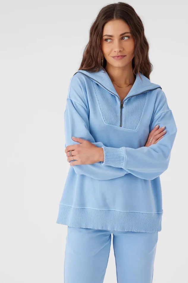 O039NEILL KARMA FRENCH TERRY HALF ZIP PULLOVER Chambray Women Collections