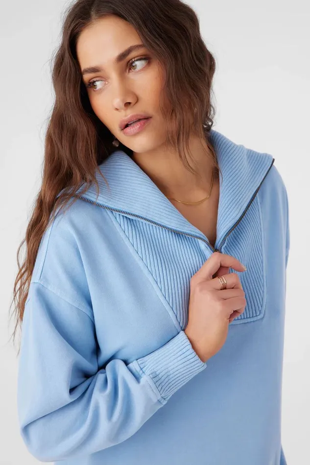 O039NEILL KARMA FRENCH TERRY HALF ZIP PULLOVER Chambray Women Collections