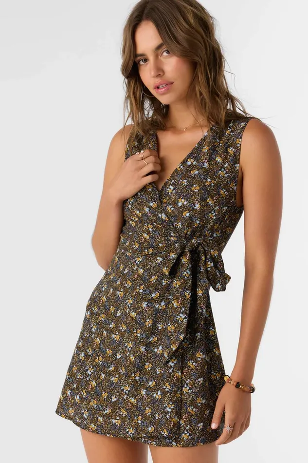 O039NEILL MAIZIE AVA DITSY WRAP MINI DRESS Women Clothing