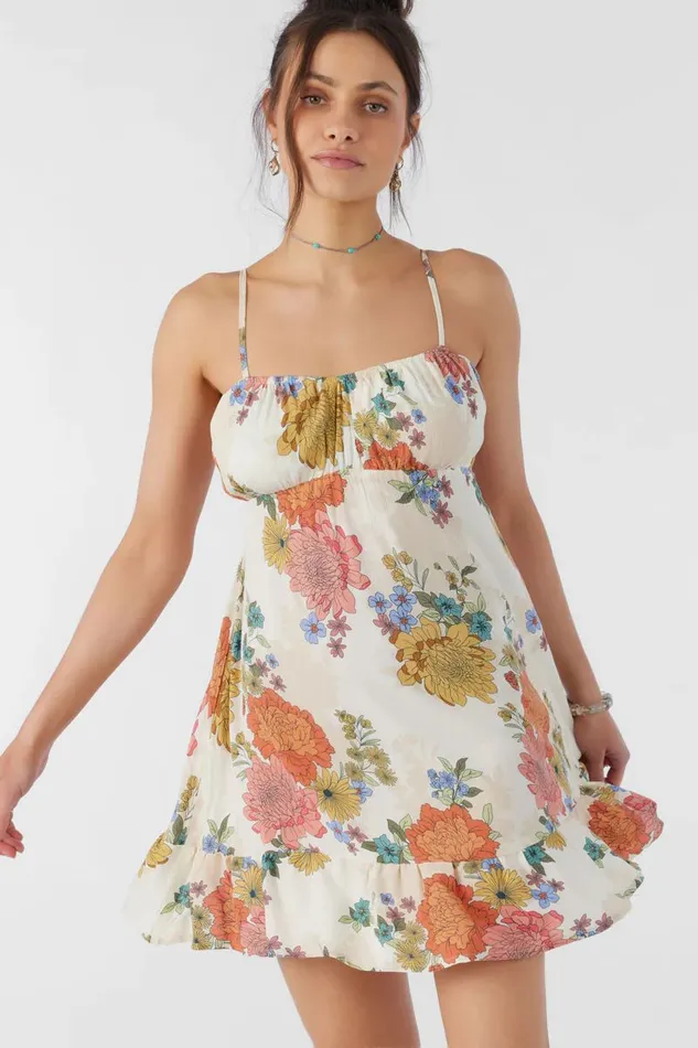 O039NEILL MARLIE KALI FLORAL DRESS Winter White Women Clothing