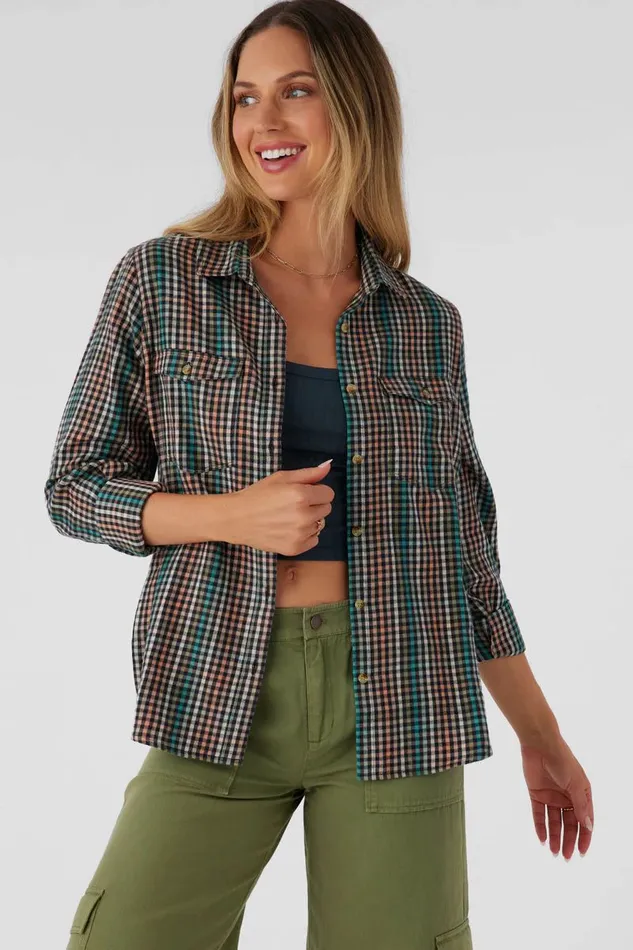 O039NEILL NASH FLANNEL STANDARD FIT SHIRT Canyon Sunset Women Clothing