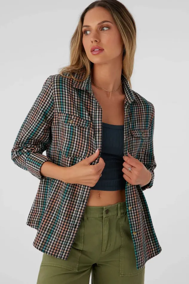 O039NEILL NASH FLANNEL STANDARD FIT SHIRT Canyon Sunset Women Clothing