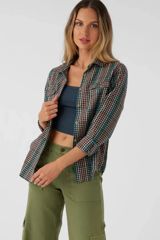 O039NEILL NASH FLANNEL STANDARD FIT SHIRT Canyon Sunset Women Clothing