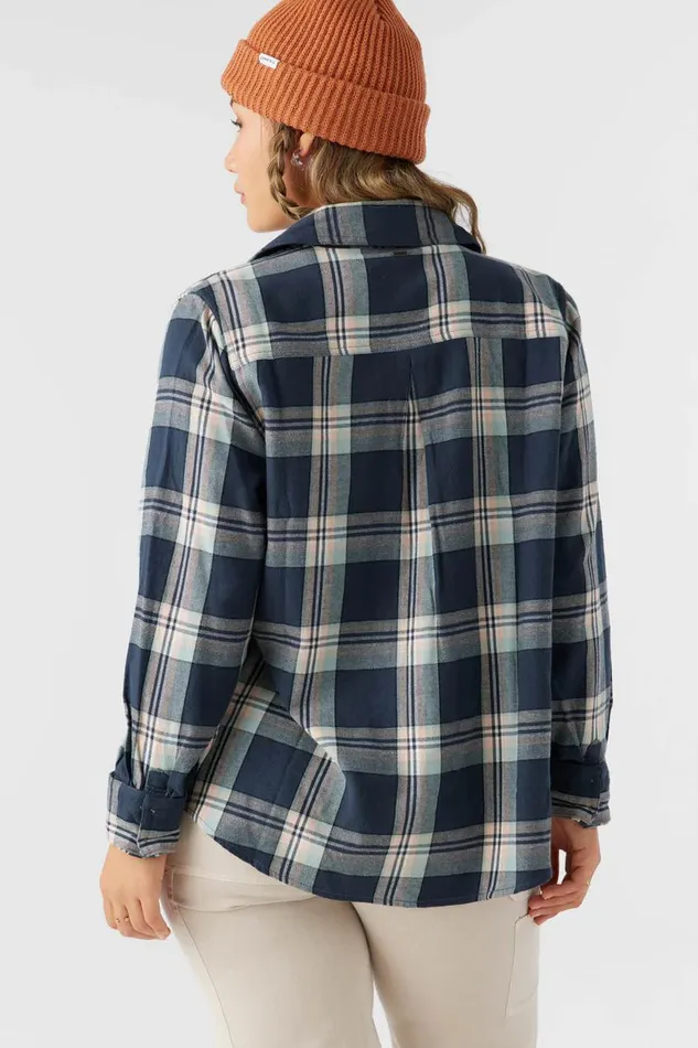 O039NEILL NASH FLANNEL STANDARD FIT SHIRT Oil Blue Women Clothing