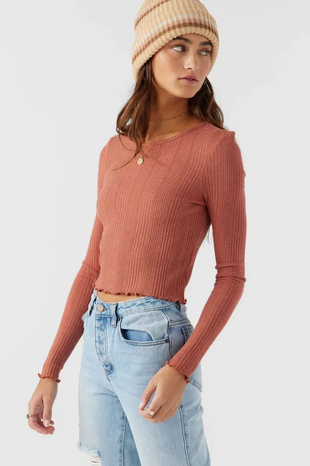 O039NEILL PARKS LONG SLEEVE TOP Cedar Wood Women Collections