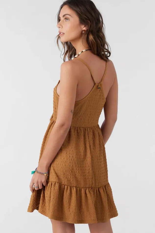O039NEILL SAIGE TEXTURED KNIT SHORT DRESS Brown Sugar Women Clothing