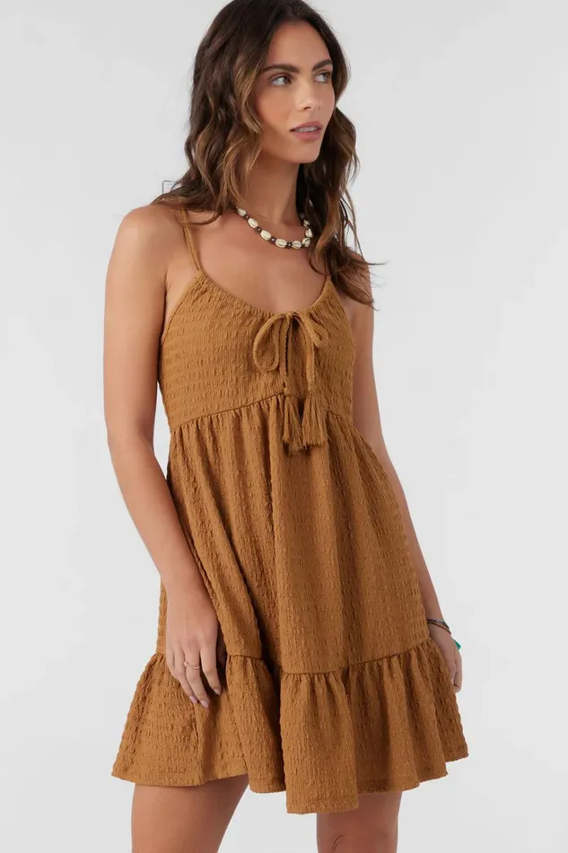 O039NEILL SAIGE TEXTURED KNIT SHORT DRESS Brown Sugar Women Clothing
