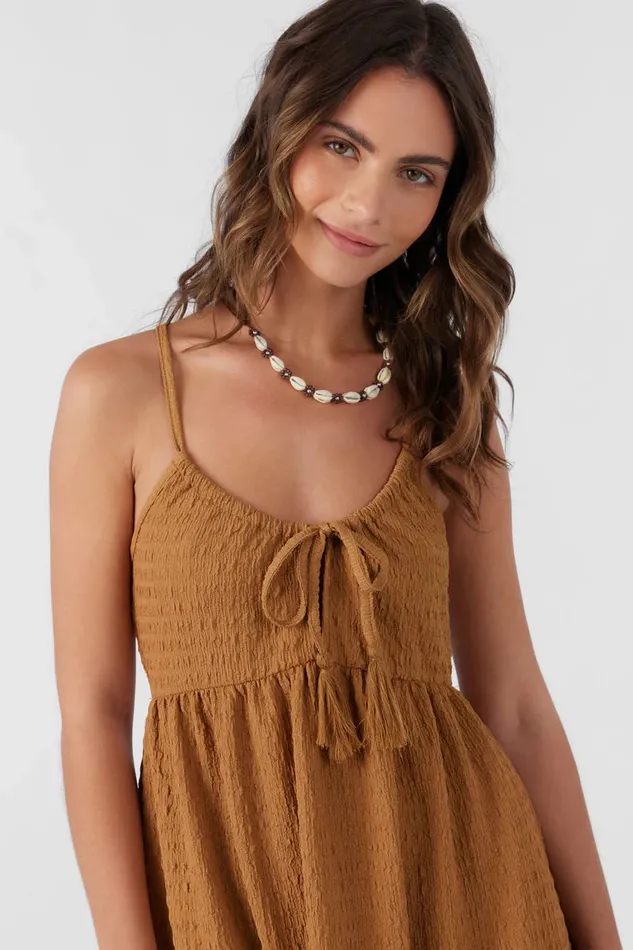 O039NEILL SAIGE TEXTURED KNIT SHORT DRESS Brown Sugar Women Clothing