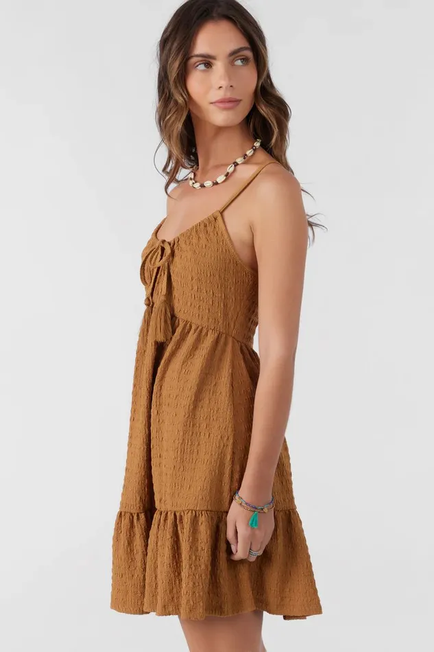 O039NEILL SAIGE TEXTURED KNIT SHORT DRESS Brown Sugar Women Clothing