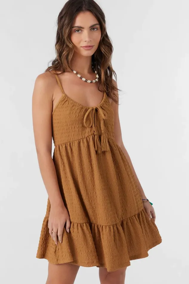 O039NEILL SAIGE TEXTURED KNIT SHORT DRESS Brown Sugar Women Clothing