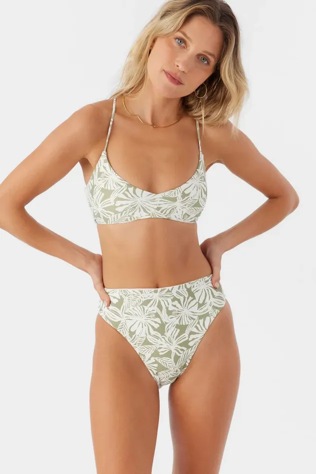 O039NEILL SALTWATER ESSENTIALS HALFMOON HUNTINGTON BRALETTE TOP Oil Green Women Sale
