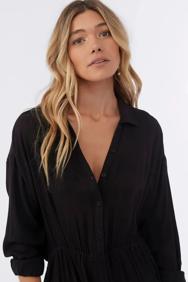 O039NEILL SALTWATER SOLIDS CAMI SWIM COVERUP Black Women Swim