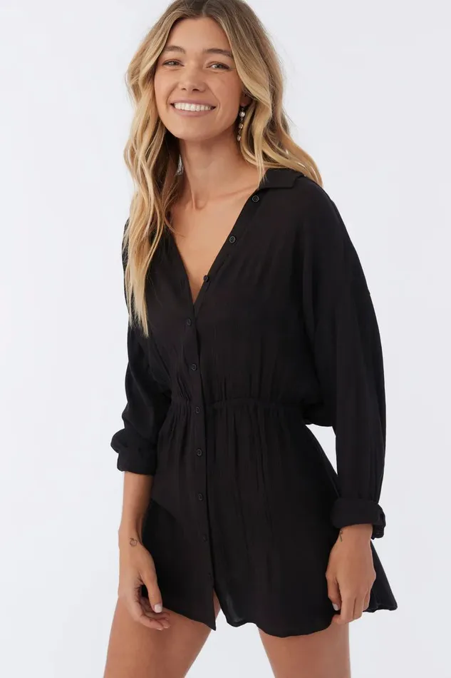 O039NEILL SALTWATER SOLIDS CAMI SWIM COVERUP Black Women Swim
