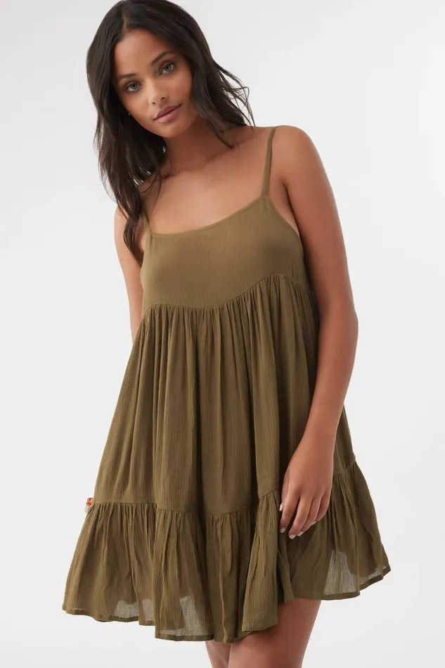 O039NEILL SALTWATER SOLIDS RILEE SWIM COVERUP DRESS Olive Women Sale