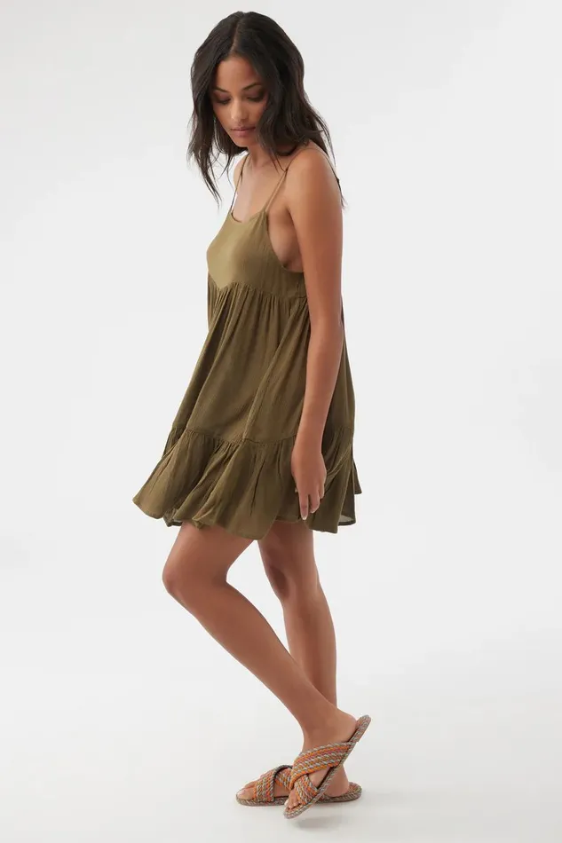 O039NEILL SALTWATER SOLIDS RILEE SWIM COVERUP DRESS Olive Women Sale