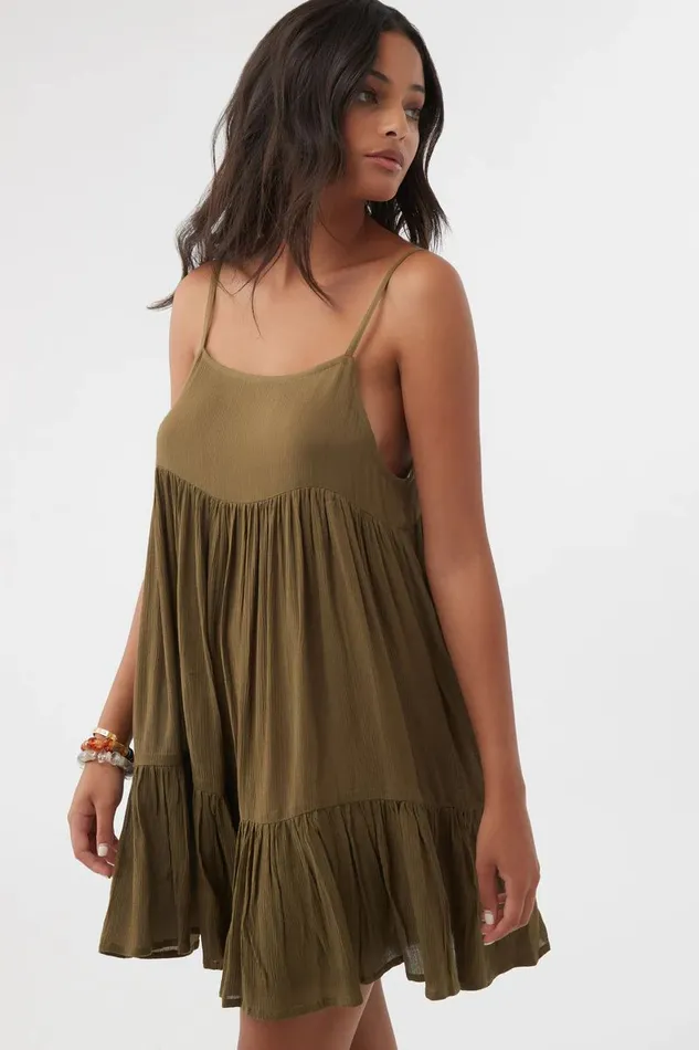 O039NEILL SALTWATER SOLIDS RILEE SWIM COVERUP DRESS Olive Women Sale