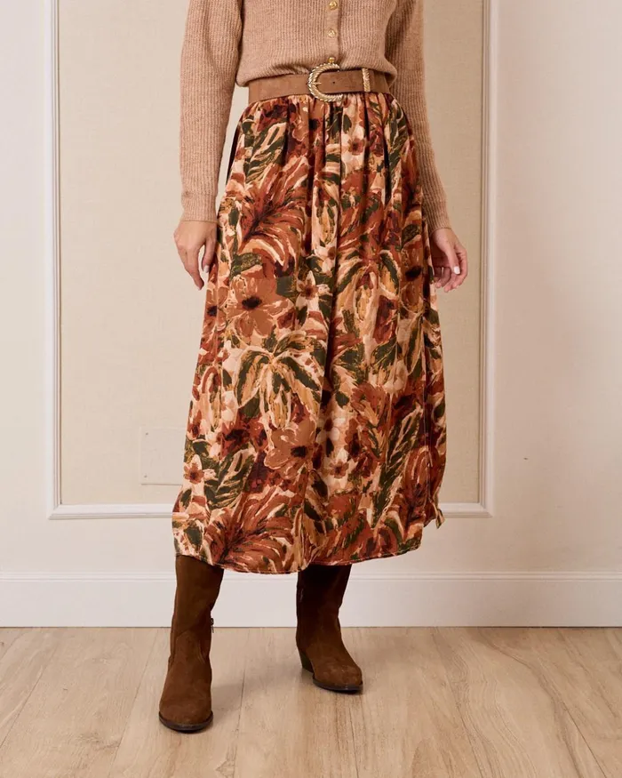 Olga039 Mid Lenght Skirt Camel Women Polin Et Moi Skirts