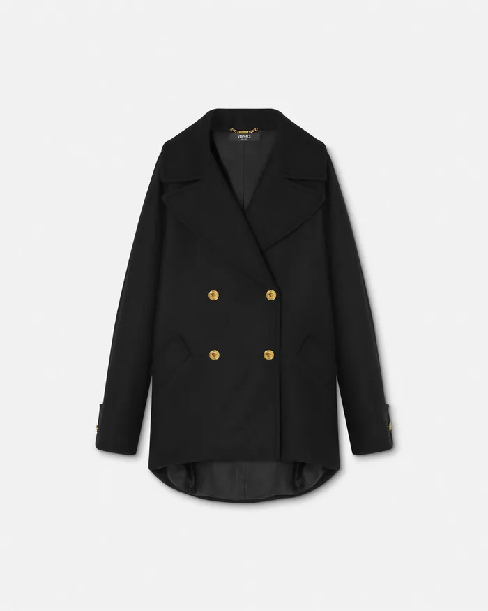 Outerwear and Coats Women Versace Cocoon Peacoat Black
