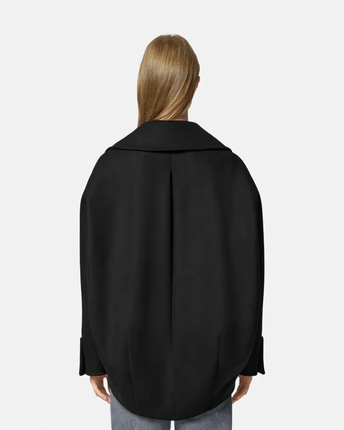 Outerwear and Coats Women Versace Cocoon Peacoat Black