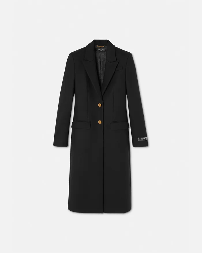 Outerwear and Coats Women Versace Straight SingleBreasted Coat Black
