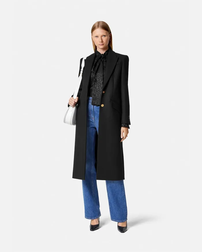 Outerwear and Coats Women Versace Straight SingleBreasted Coat Black