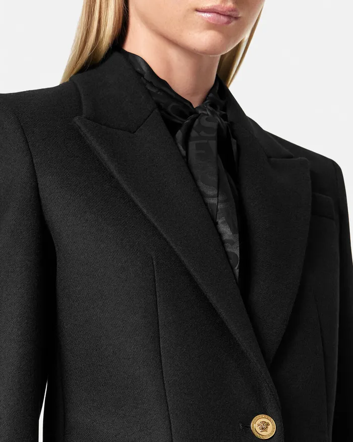 Outerwear and Coats Women Versace Straight SingleBreasted Coat Black