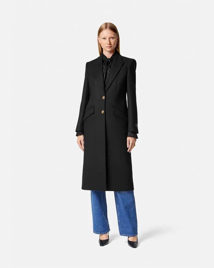 Outerwear and Coats Women Versace Straight SingleBreasted Coat Black