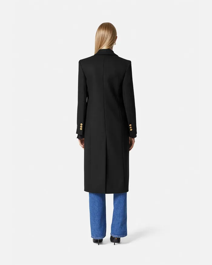 Outerwear and Coats Women Versace Straight SingleBreasted Coat Black