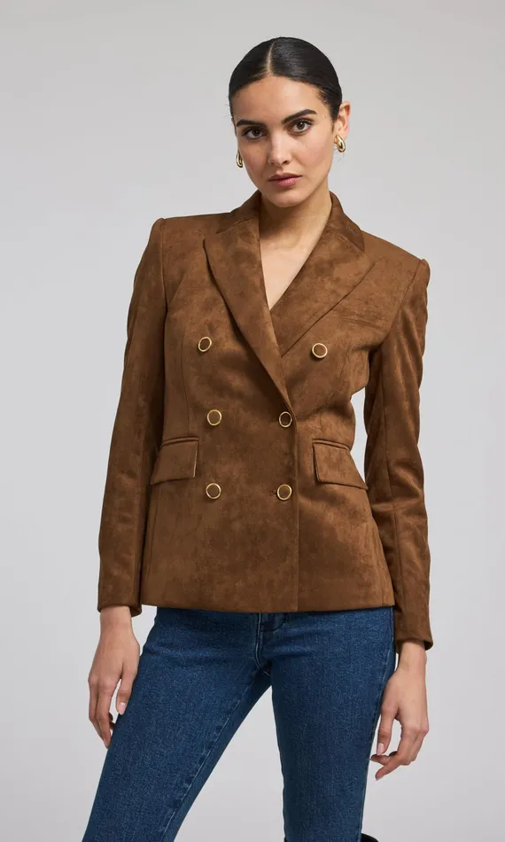 Outerwear Women Generation Love Clothing Arielle Vegan Suede Blazer Caramel