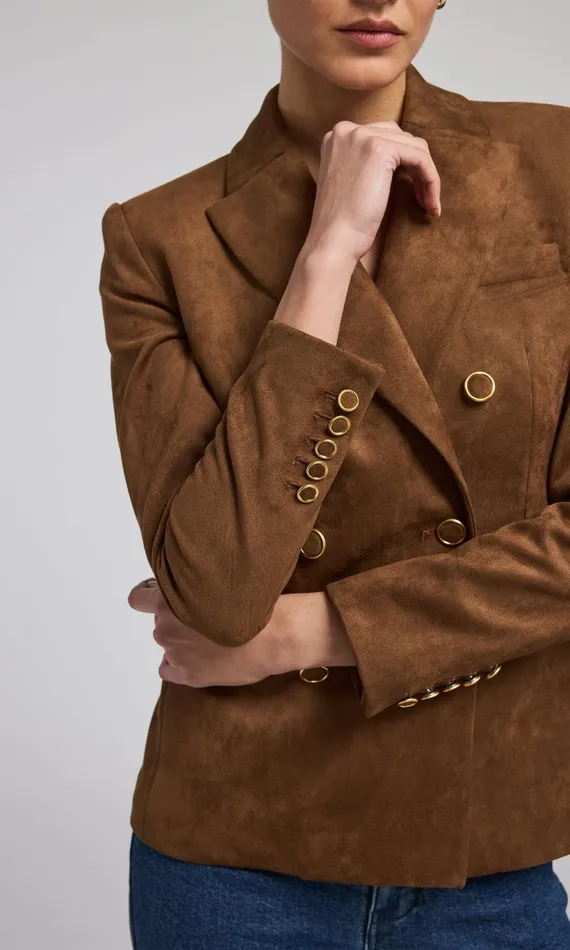 Outerwear Women Generation Love Clothing Arielle Vegan Suede Blazer Caramel