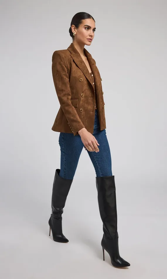 Outerwear Women Generation Love Clothing Arielle Vegan Suede Blazer Caramel