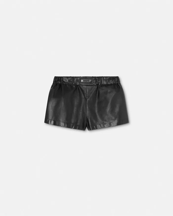 Pants and Shorts Women Versace Leather Boxer Shorts Black