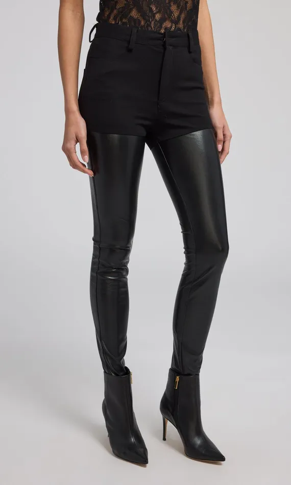 Pants Women Generation Love Clothing Petra Vegan Leather Combo Ponte Pant Black