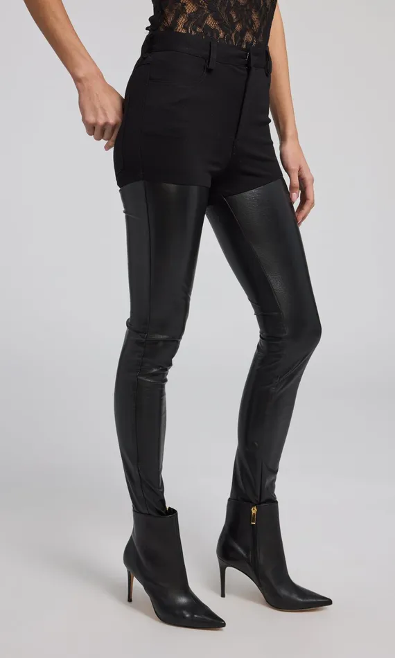 Pants Women Generation Love Clothing Petra Vegan Leather Combo Ponte Pant Black