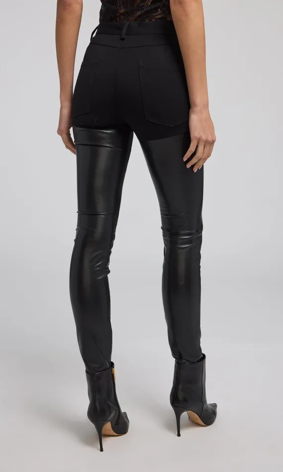 Pants Women Generation Love Clothing Petra Vegan Leather Combo Ponte Pant Black