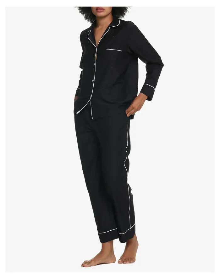 Papinelle Sleepwear Organic Cotton Mia Pajama Set Black Women Madewell Pajamas