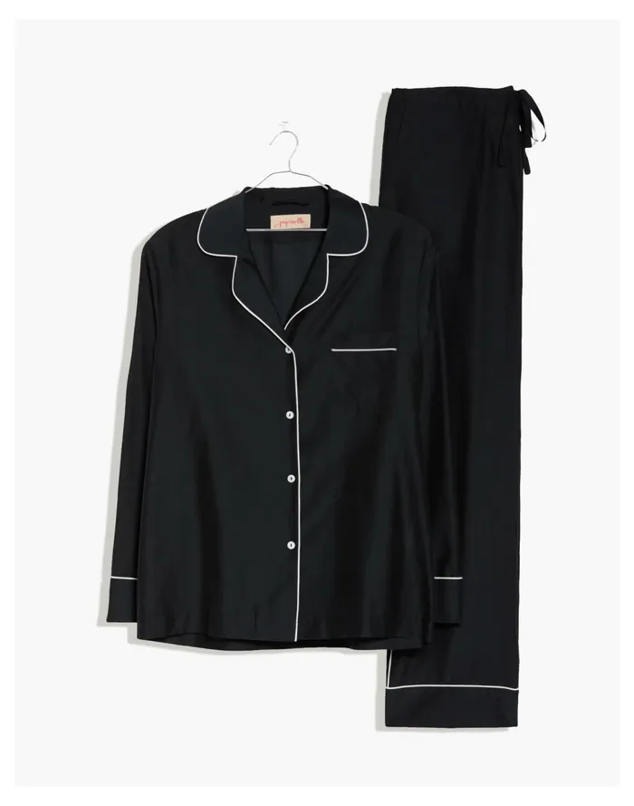 Papinelle Sleepwear Organic Cotton Mia Pajama Set Black Women Madewell Pajamas