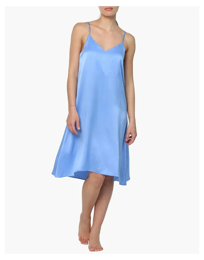Papinelle Sleepwear Washable Silk Slip Nightie Blue Women Madewell Pajamas