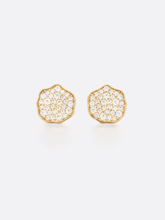 Petite Fleur Pav Diamond Mini Stud Earrings Yellow Gold Women Brochu Walker Fine Jewelry