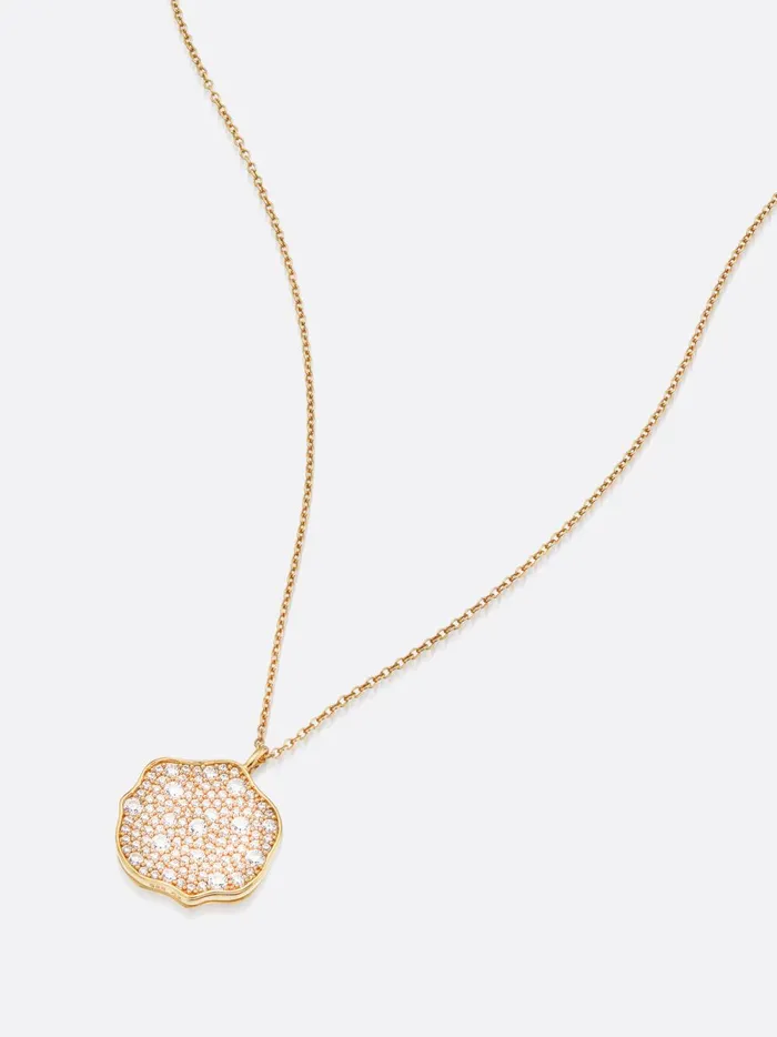 Petite Fleur Pav Diamond Pendant Necklace Yellow Gold Women Brochu Walker Fine Jewelry