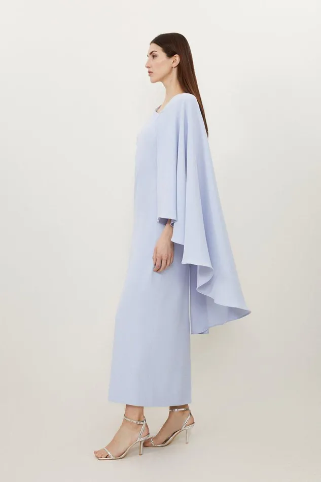 Petite Fluid Tailored Asymmetric One Shoulder Drape Dress Pale Blue Women Karen Millen Dresses