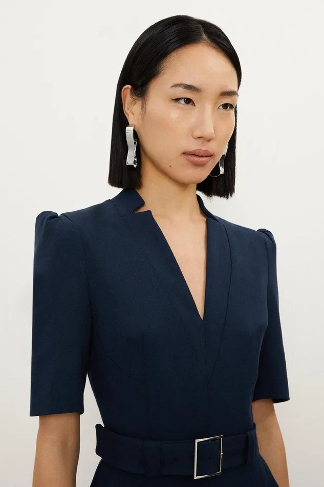 Petite Forever Belted Jumpsuit Navy Women Karen Millen Jumpsuits and Playsuits