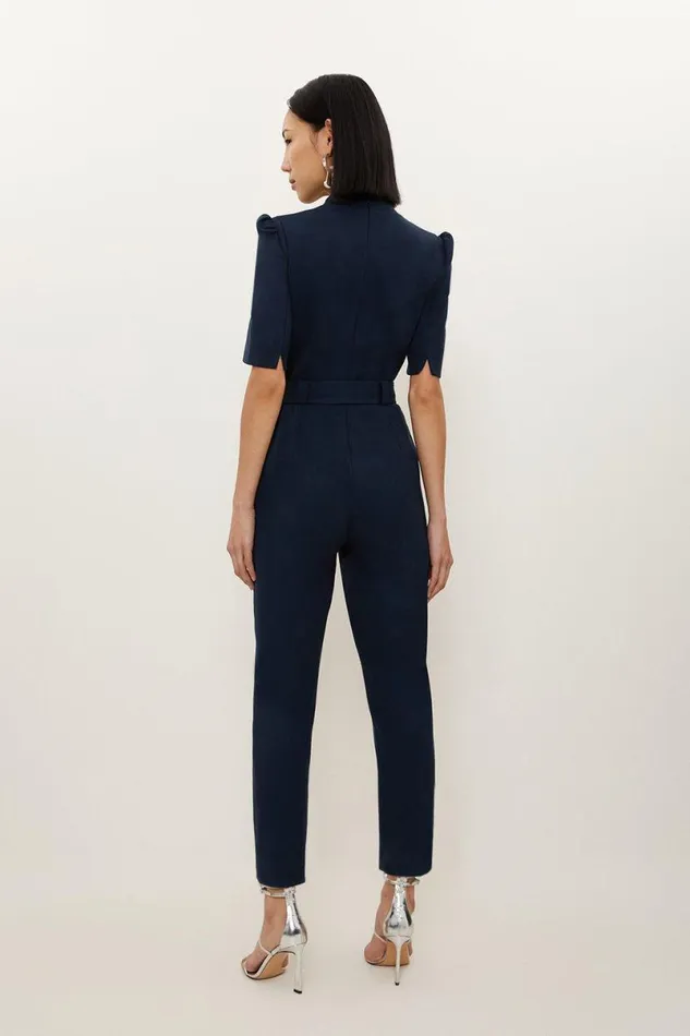 Petite Forever Belted Jumpsuit Navy Women Karen Millen Jumpsuits and Playsuits