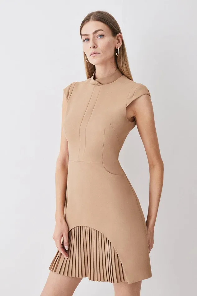 Petite Military Tailored Mini Dress Camel Women Karen Millen Dresses