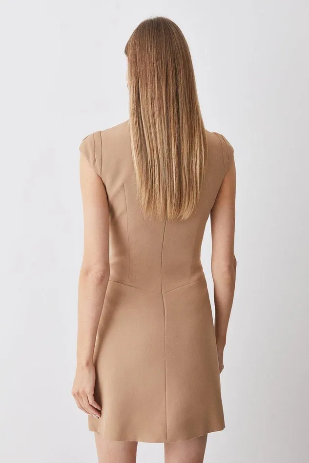 Petite Military Tailored Mini Dress Camel Women Karen Millen Dresses