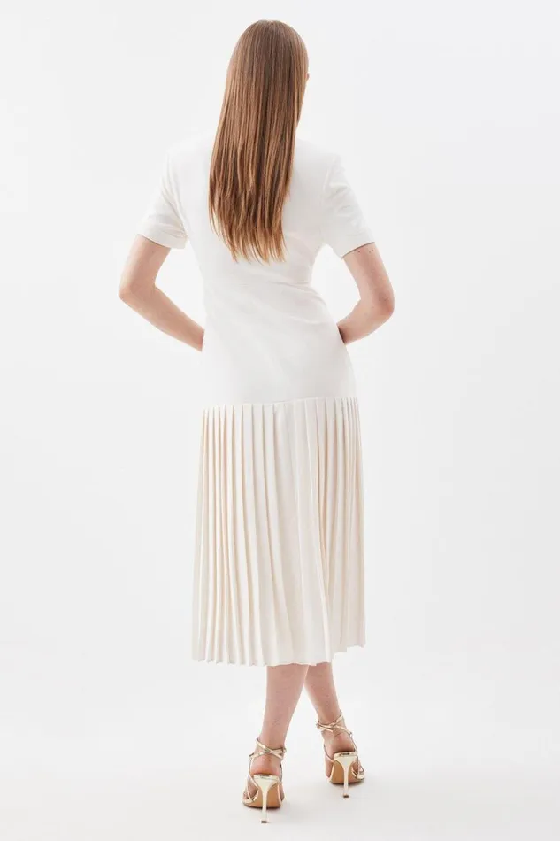 Petite Pleated Woven Midi Blazer Dress Ivory Women Karen Millen Dresses