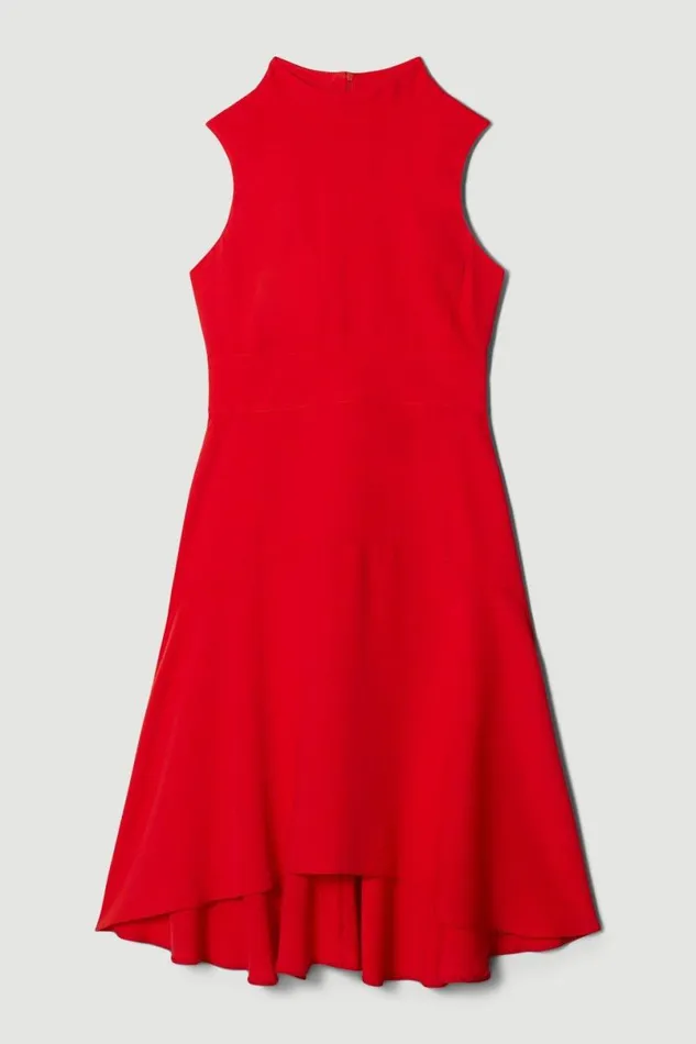 Petite Soft Tailored High Low Midi Dress Red Women Karen Millen Dresses