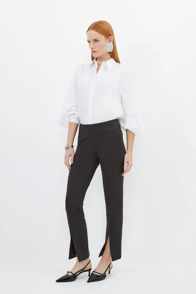 Petite Tailored Split Hem Leggings Chocolate Women Karen Millen Trousers