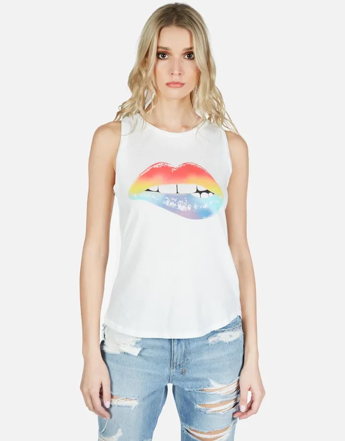 Peyton Rainbow Biting Lip Milk Women039s Lauren Moshi Short Sleeve